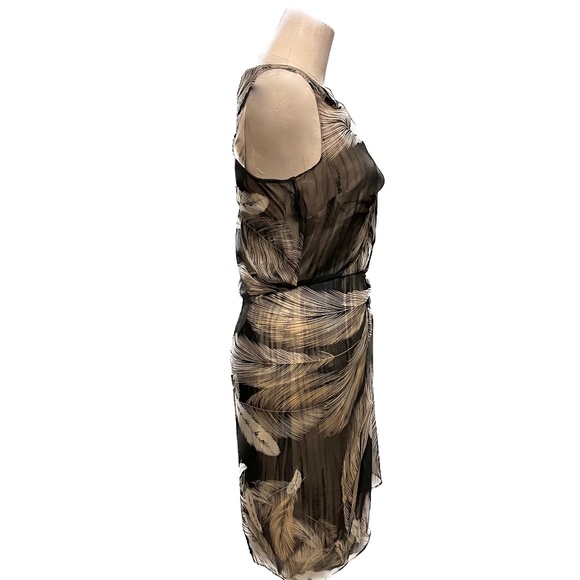 New! Diane Von Furstenberg brown and ivory feather silk dress, size 6 - Picture 7 of 10